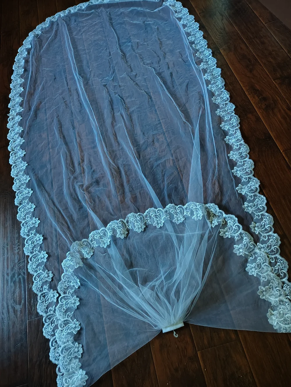 White lace double stacked Wedding veil hair pin comb
